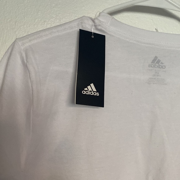 Adidas White Gradient Multicolor Logo Crewneck Tee - Kids size L(14-16) - Picture 6 of 6
